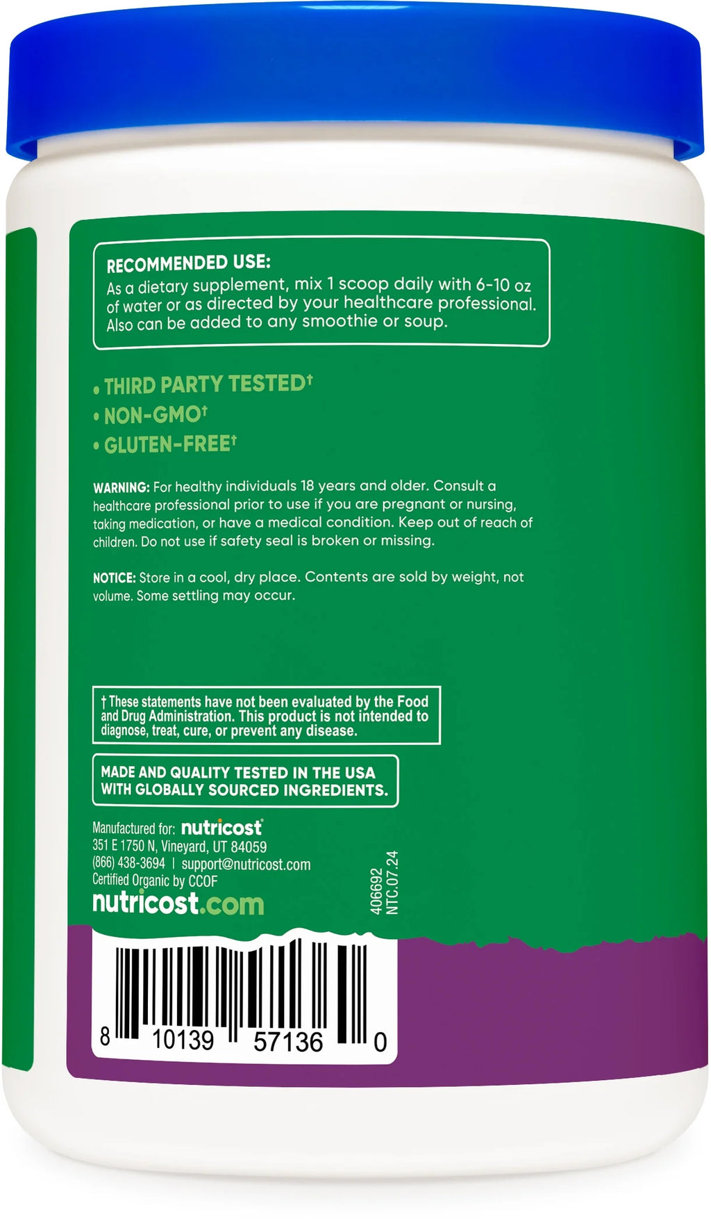 Organic Super Greens Powder (30 Servings) Mixed Berry Flavor - Superfood Supplement Drink Mix