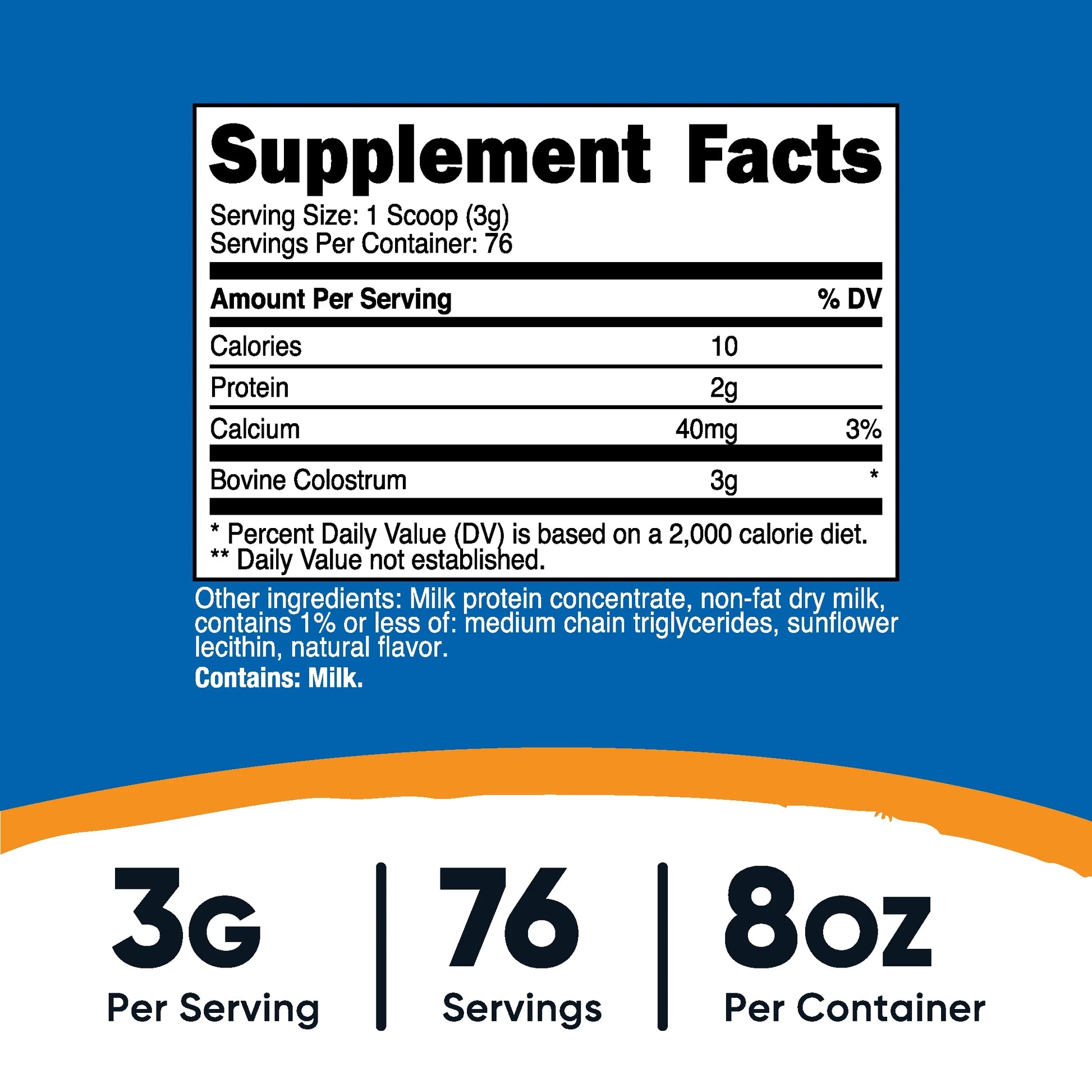 Colostrum Powder 8 Oz, 76 Servings - Non-Gmo Supplement