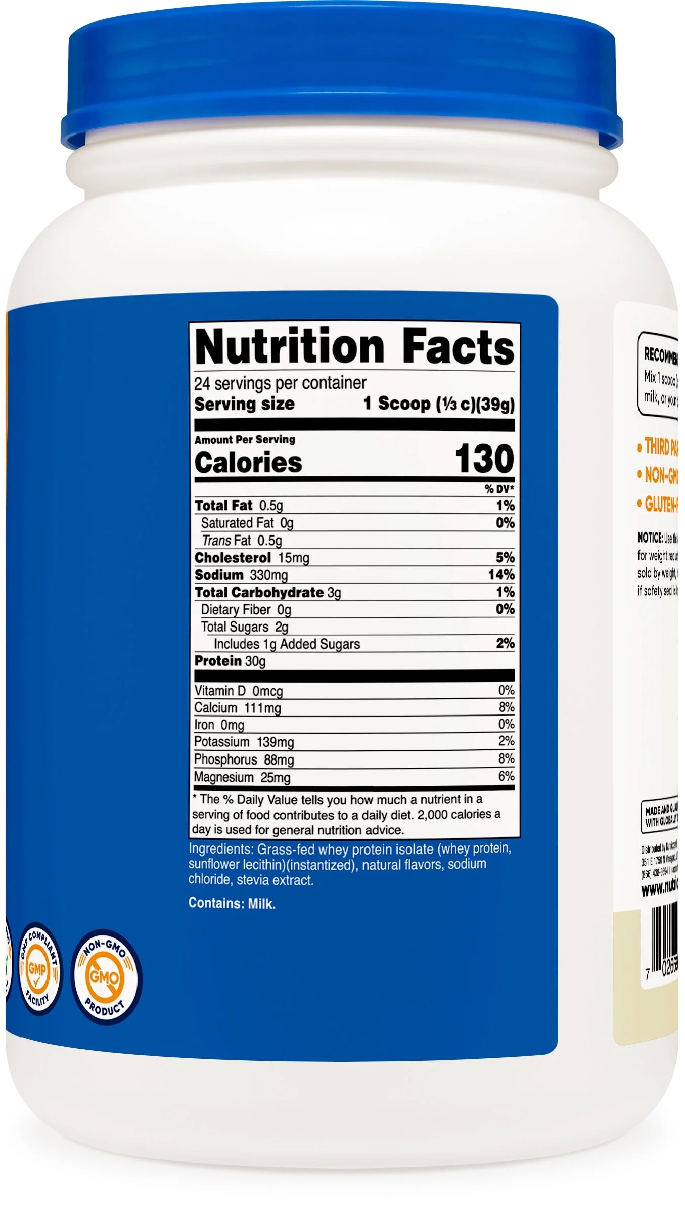 Grass-Fed Whey Protein Isolate Powder (Vanilla) 2LBS - Protein