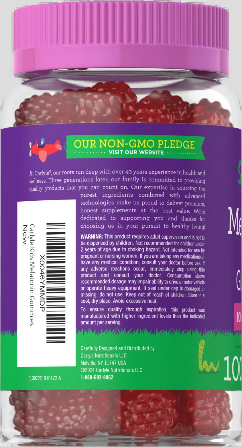 Kids Melatonin Gummies | 1 Mg 100 Count | Fruit Flavor Gummy | Vegan, Non-Gmo, Gluten Free | Lil Sprouts by