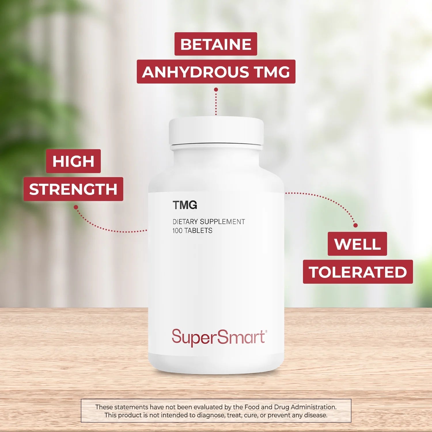 - TMG Supplement 2250 Mg per Day (Trimethylglycine) - Betaine Anhydrous | Non-Gmo & Gluten Free - 100 Tablets