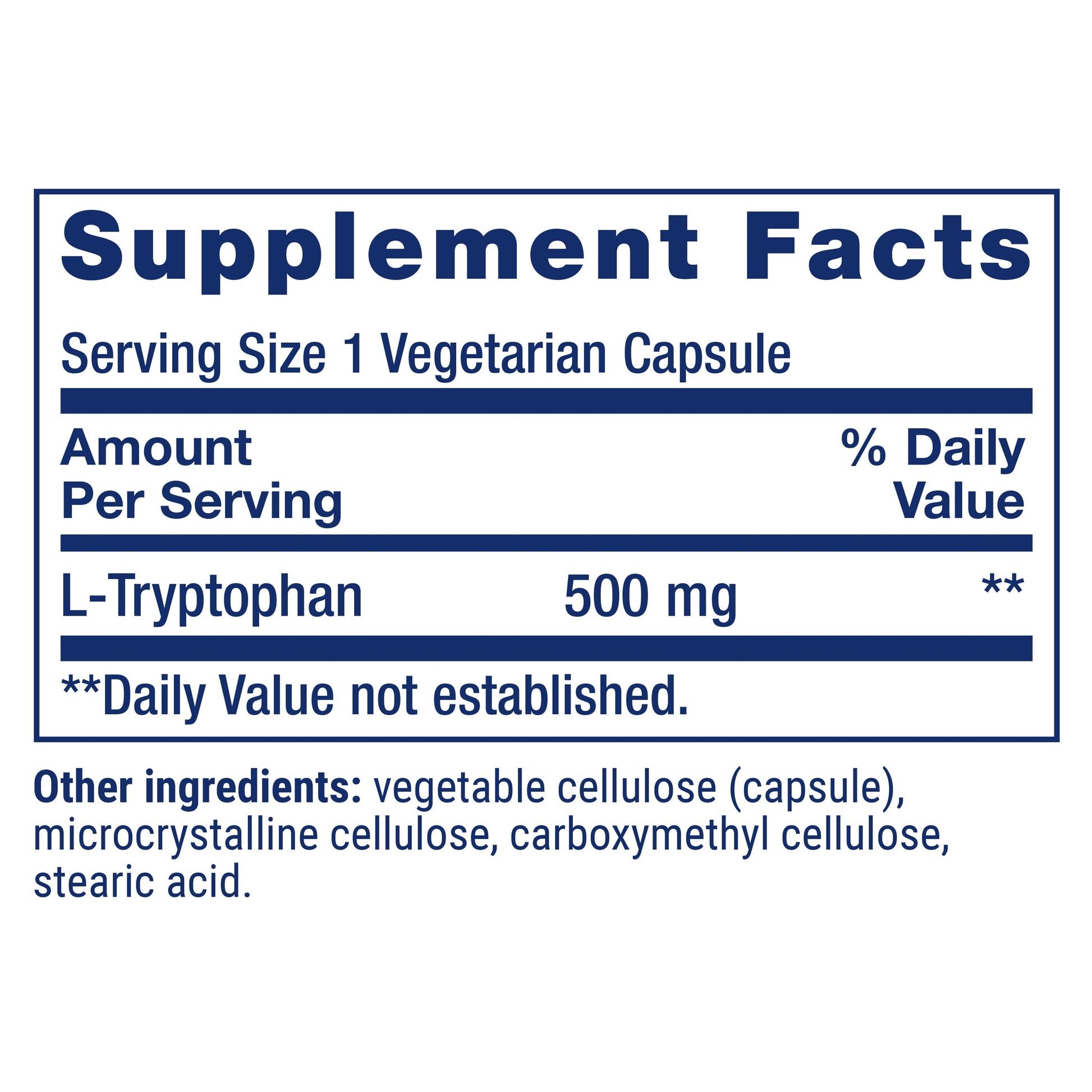 L-Tryptophan 500 Mg Â L-Tryptophan Supplement for Healthy Sleep and Stress Response Support Â Gluten-Free, Non-Gmo, Vegetarian Â 90 Capsules