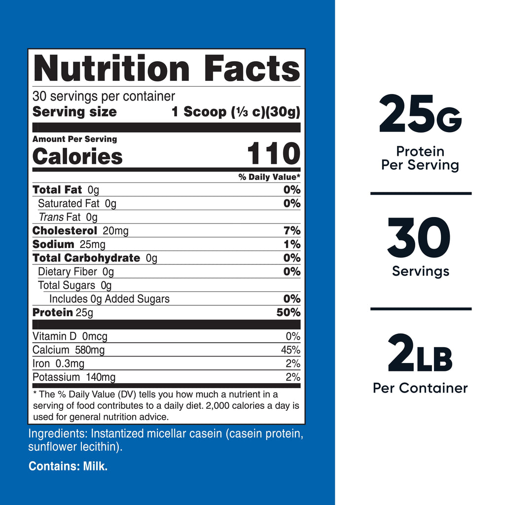 Casein Protein Powder 2Lb - Micellar Casein (Unflavored)