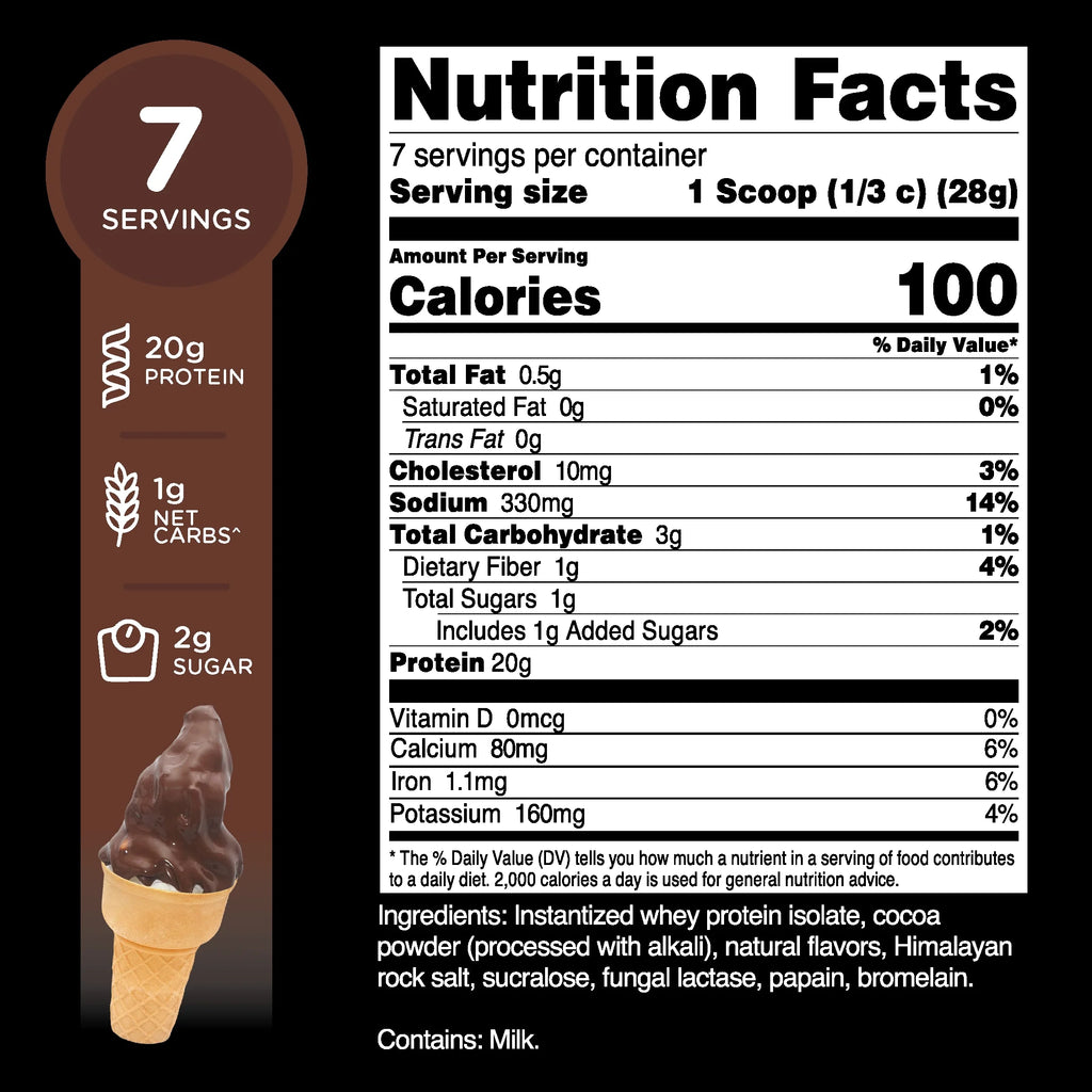 Whey Protein Isolate (WPI) Chocolate Dipped Cone Flavored 7 Servings - Preformance Protein Powder