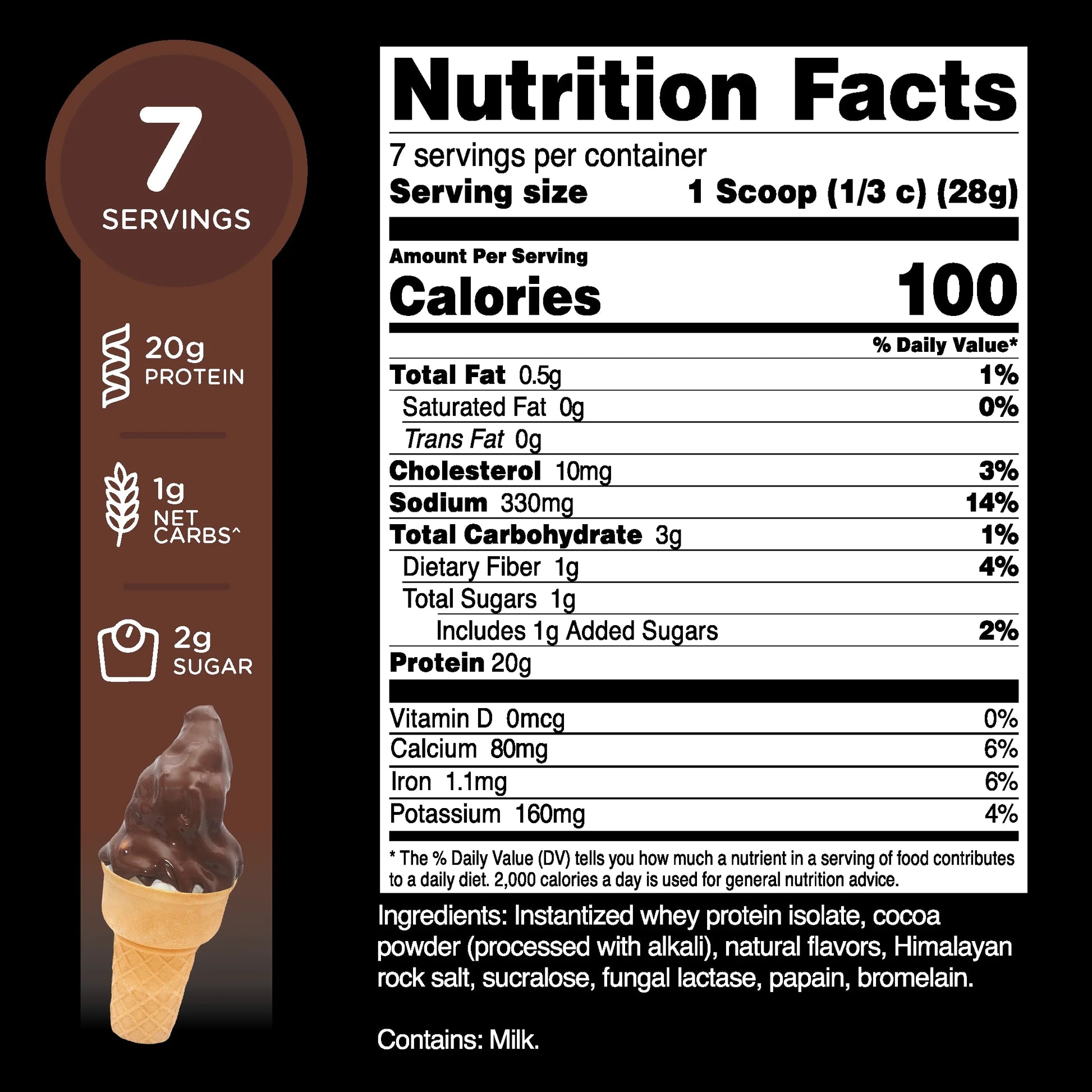 Whey Protein Isolate (WPI) Chocolate Dipped Cone Flavored 7 Servings - Preformance Protein Powder