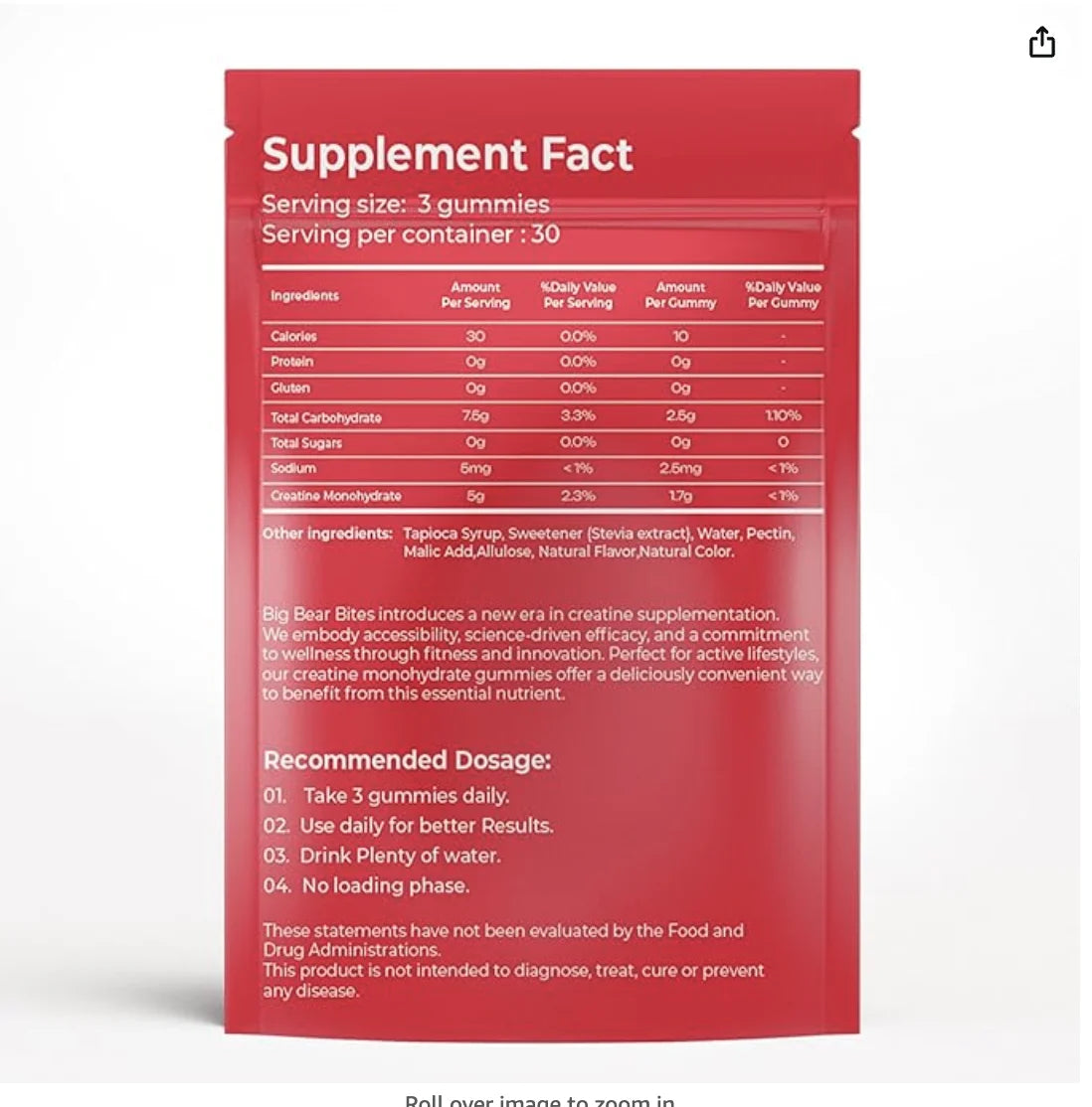 Creatine Monohydrate Gummies | 5000Mg of Creatine Gummies per Serving | Sugar Free Gummies, Gluten Free & Halal | Pack of 90 Pre Workout Gummies for Muscle Recovery | Watermelon Flavor