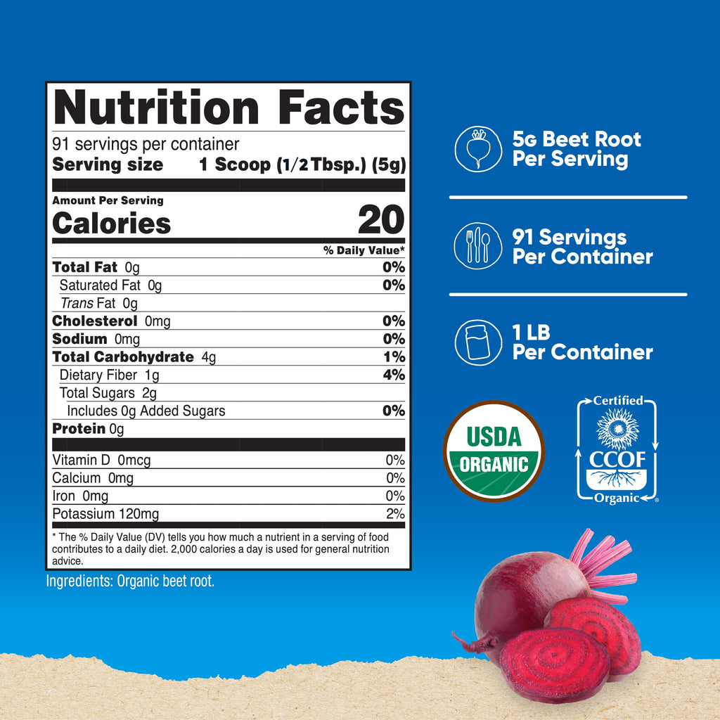 Organic Beet Root Powder 1 Lb - Certified USDA Organic Supplement