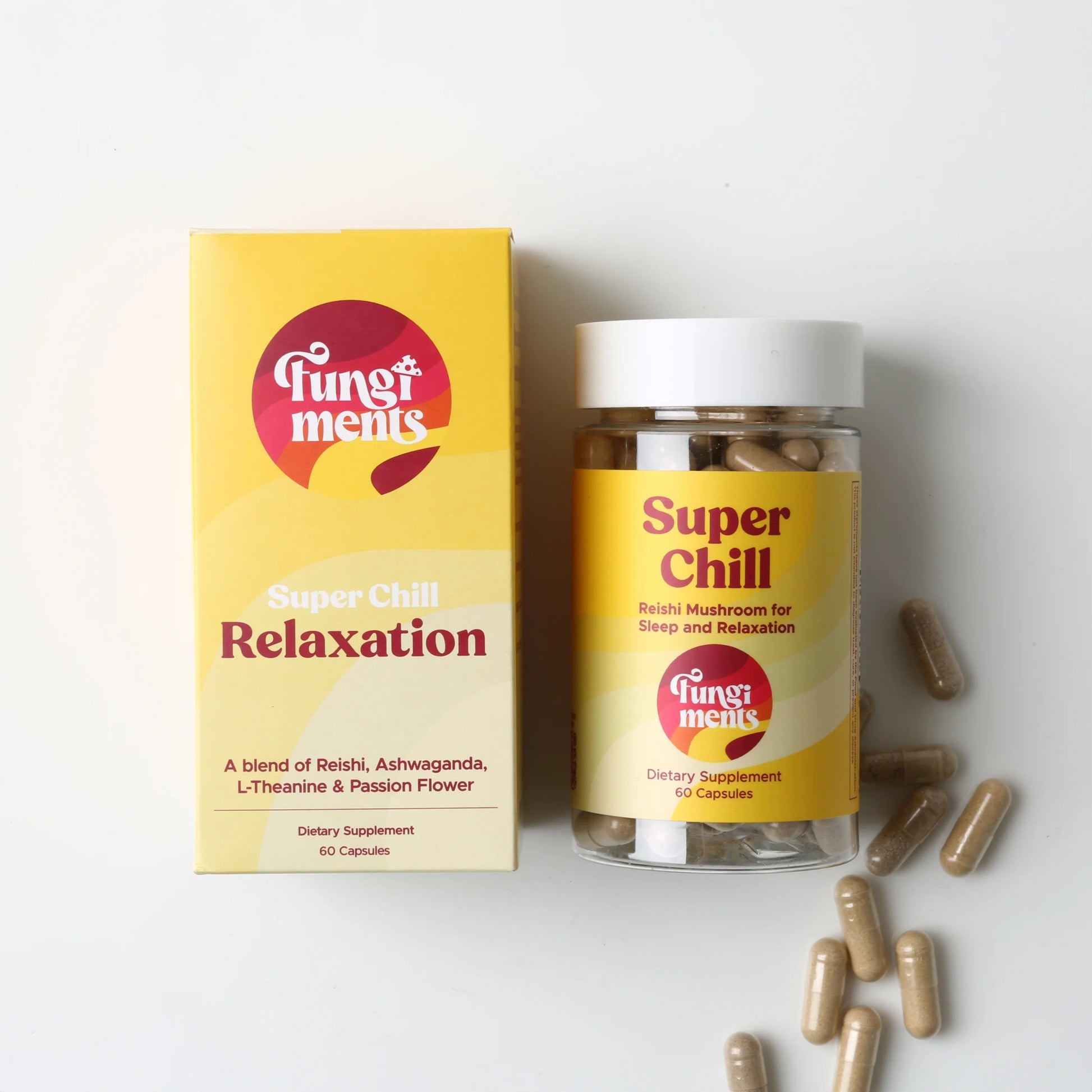 Super Chill - Sleep&Relax, Healthy Cortisol, Reishi, Ashwagandha, L-Theanine - 60 Ct