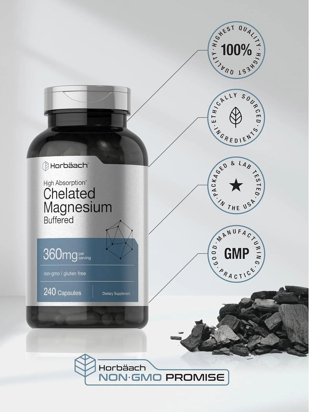 Chelated Magnesium | 360Mg | 240 Capsules | by