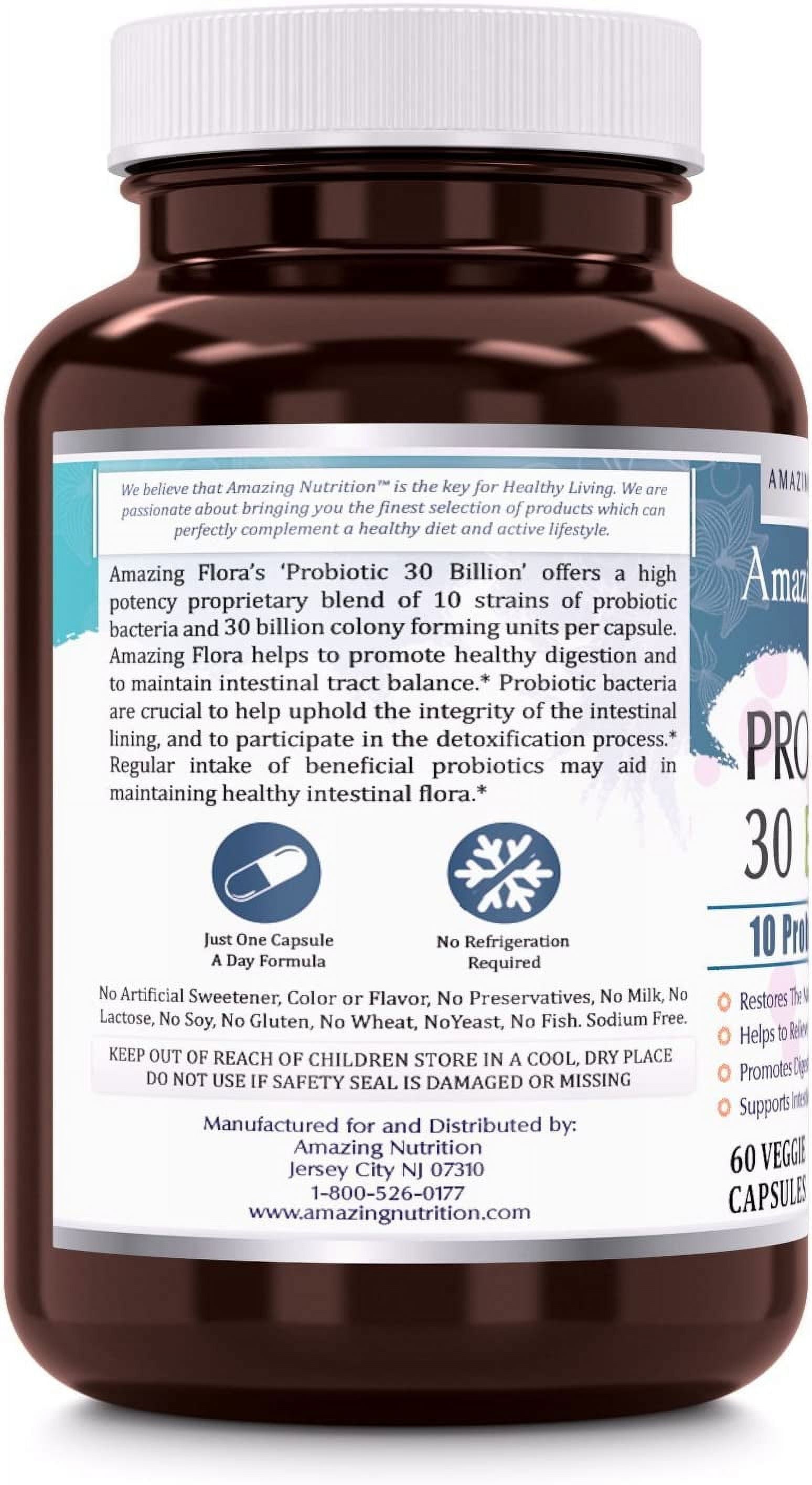 Probiotic 10 Best Probiotics Strains 30 Billion 60 Veggie Capsules Supplement | Supports Better Digestive & Gut Health | Non-Gmo | Gluten Free | Suitable for Vegetarians | Made in USA