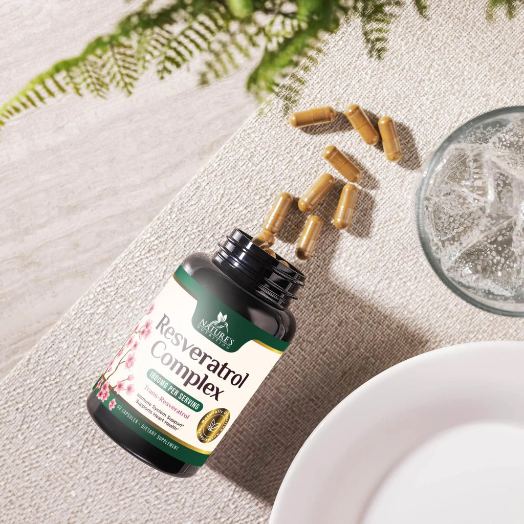 Resveratrol Supplement 1800Mg - Extra Strength Antioxidants for Healthy Aging & Immune Support - Heart Health & Cellular Energy Support - Non-Gmo, Bioavailable Trans-Resveratrol - 60 Vegan Capsules