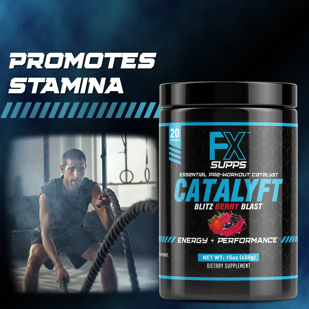 FX Supps Catalyft Pre Workout Energy Supplement, Blitz Berry Blast, 20 Servings