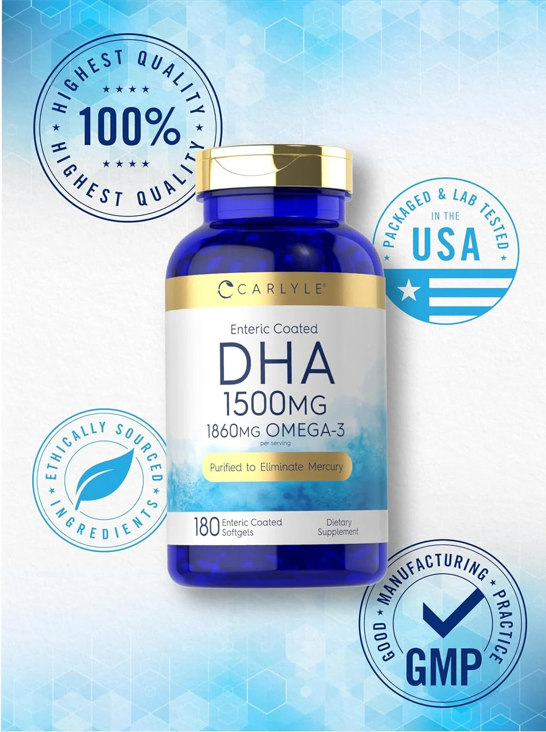 DHA Supplement 1500Mg | 180 Softgels | by