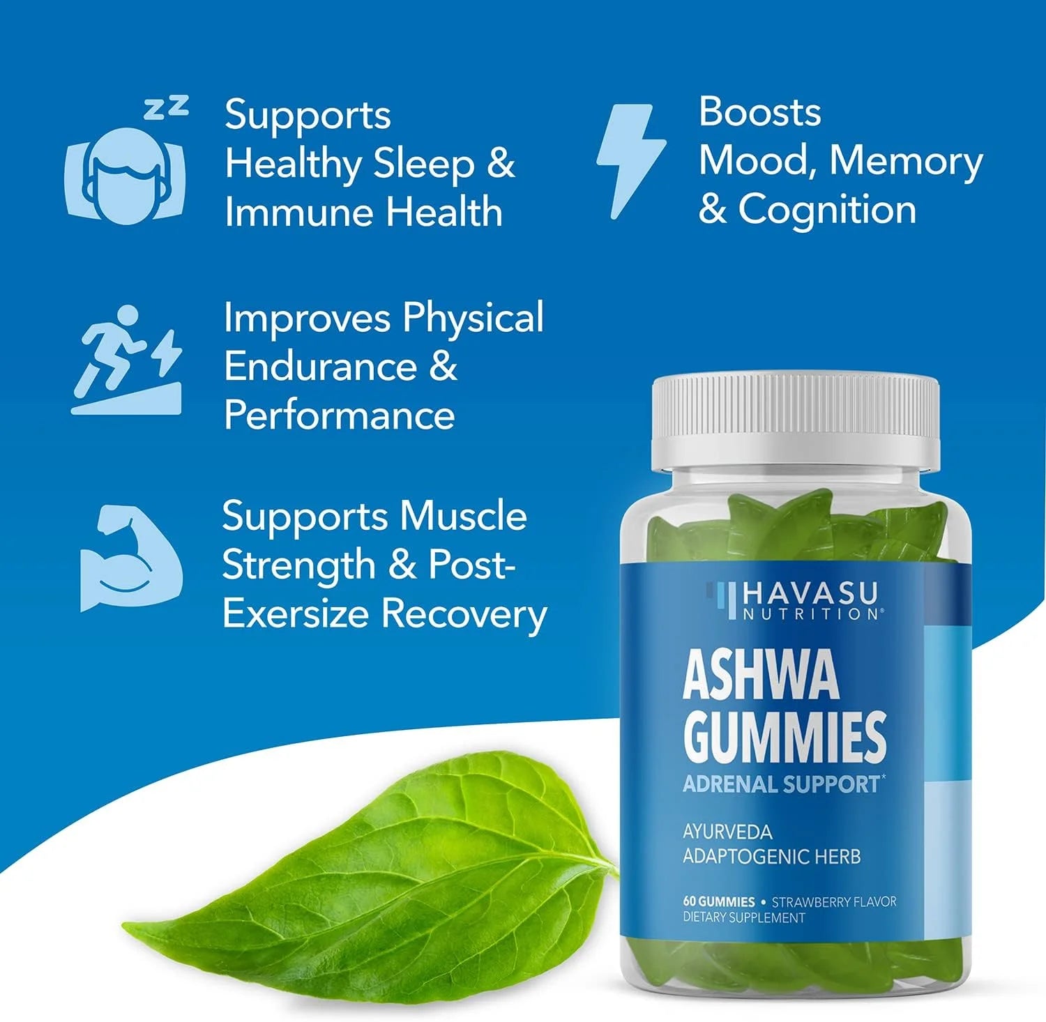 Havasu Ashwagandha Gummies, Stress Relief for Adults | Vegan Ashwagandha Gummies, 1500Mg, 60Ct