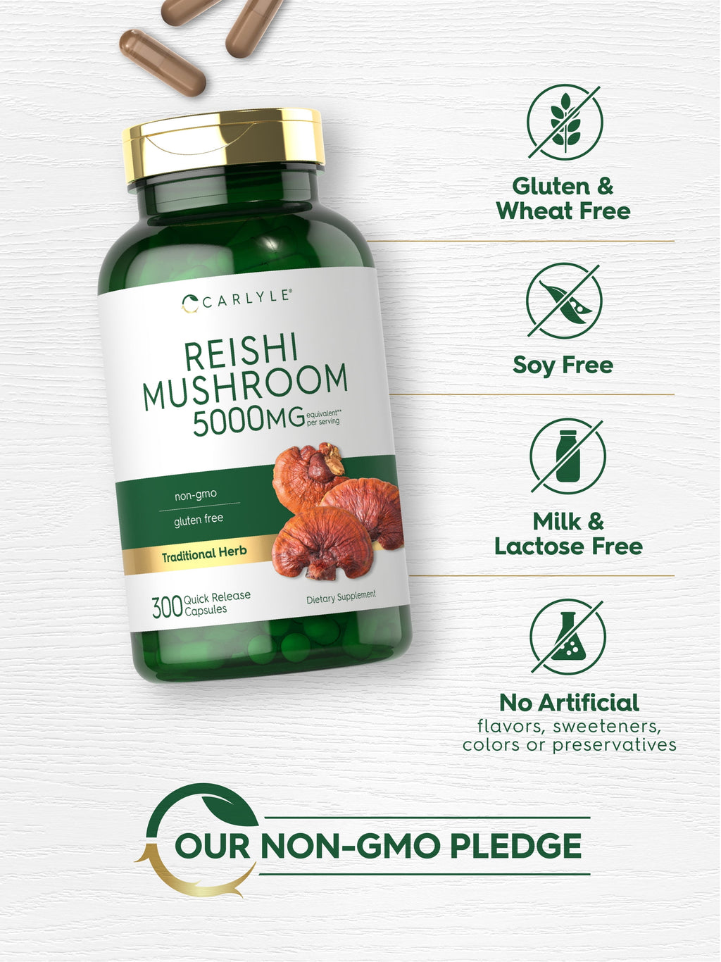 Reishi Mushroom Extract 5000Mg | 300 Capsules for Men and Women | by