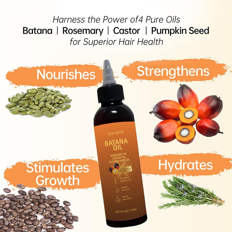 Batana Oil 4-In-1 Liquid with Rosemary, Castor, Pumpkin Seed Oil for Nourishing Hair & Stimulating Growth - 118Ml (4Oz) - Dr. Sebi Approved