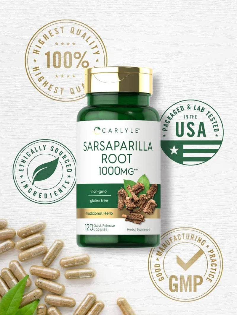 Sarsaparilla Root Extract 1000Mg | 120 Capsules for Men and Women | by
