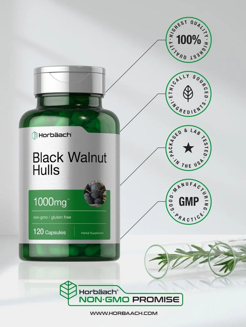 Black Walnut Hulls | 1000 Mg | 120 Capsules for Men and Women | by