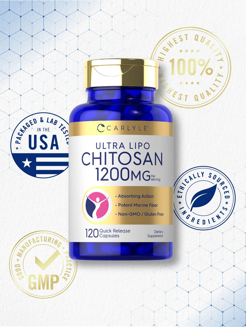 Chitosan Supplement 1200Mg | 120 Capsules for Men and Women | by