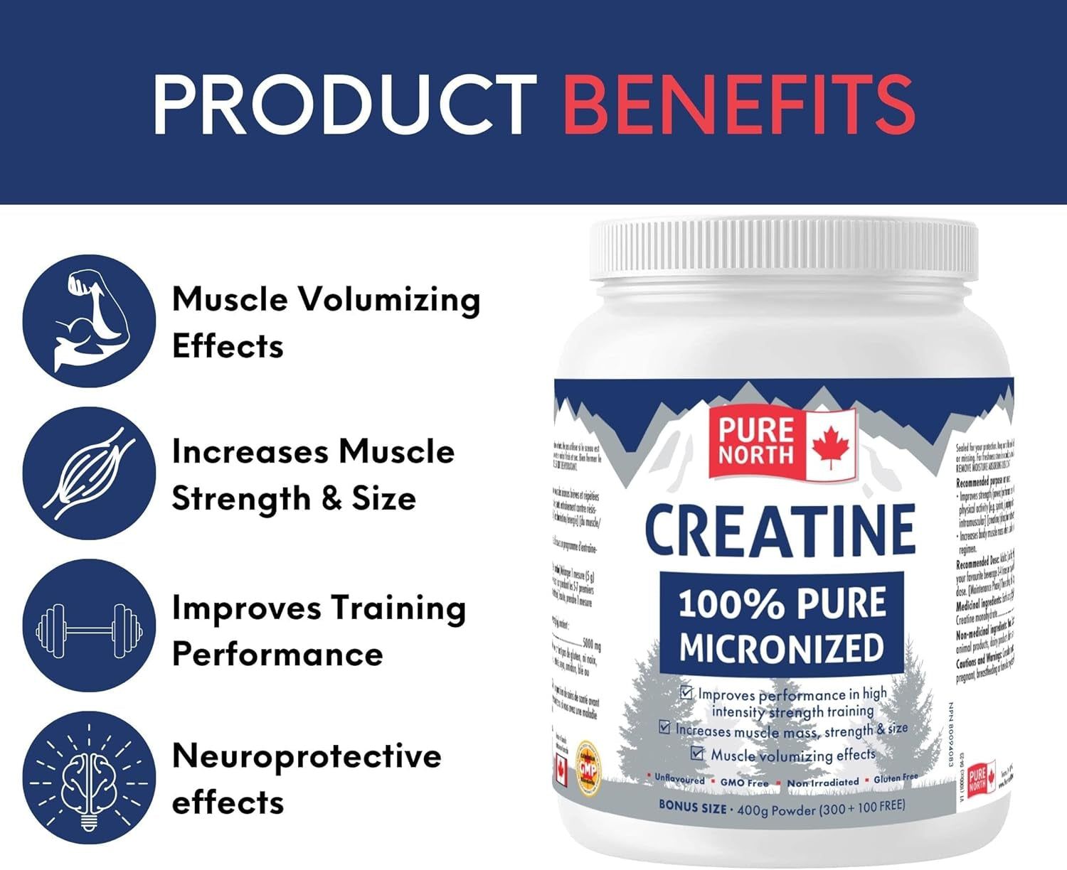 - Creatine 100% Pure Micronized 400G Powder 80-Servings - Improve Muscle Mass, Strength and Size - Improve Training Performance - 3Rd Party Tested - Formulated & Made in Canada