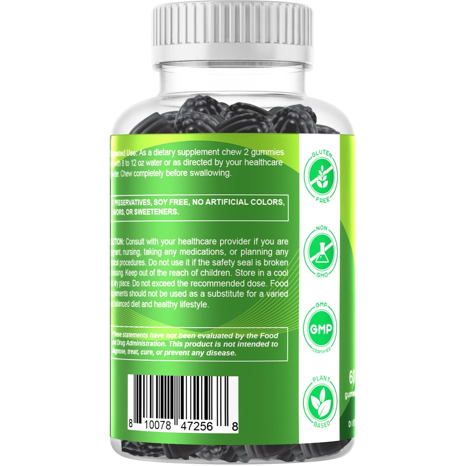 Sugar Free Moringa Gummies - 10000 Mg Equivalent per Serving - Complete Green Superfood - 60 Pectin Based Gummies