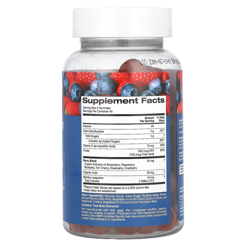 Probiotic with Inulin Gummies, Natural Mixed Berry, 90 Vegetarian Gummies