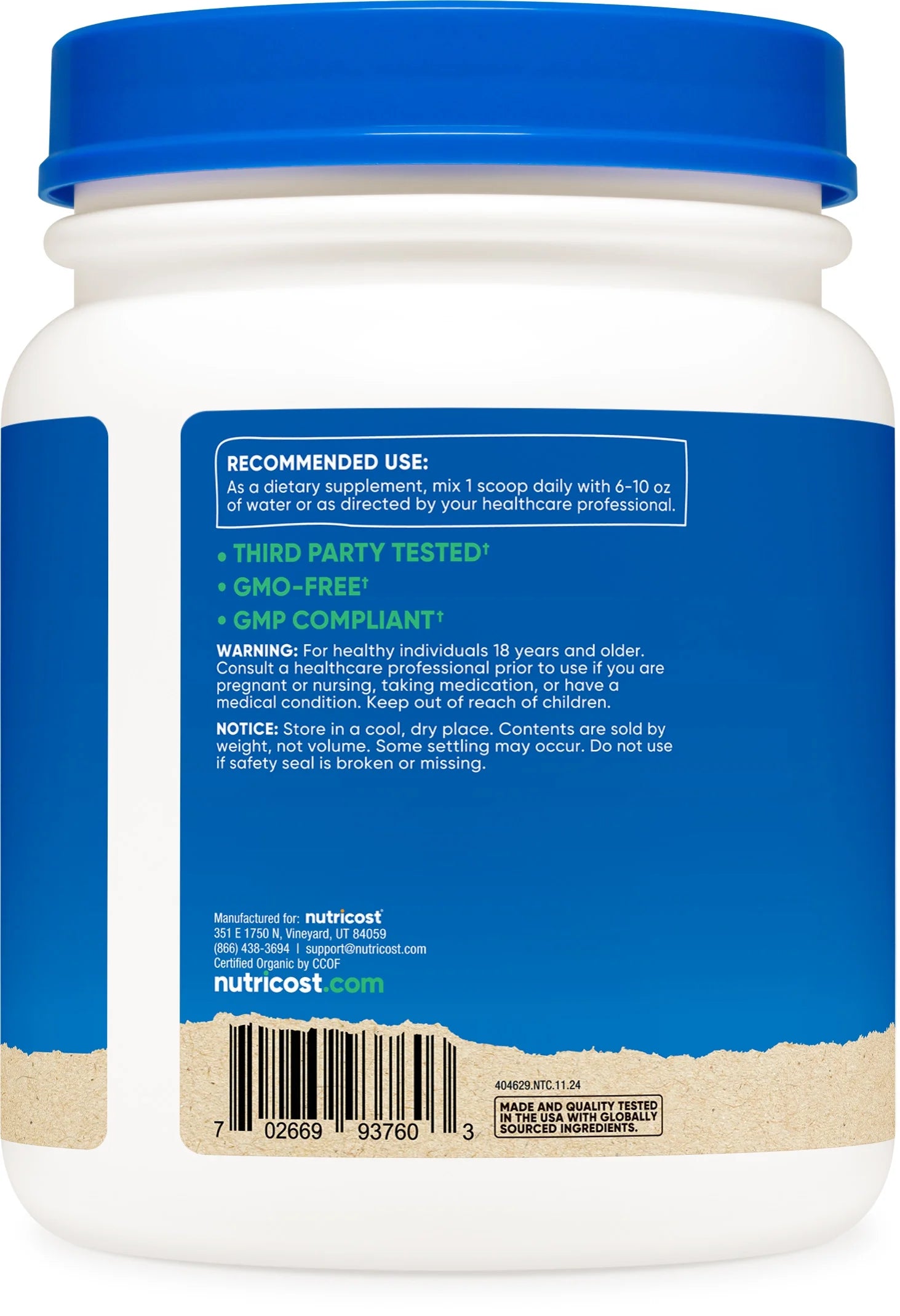 Organic Wheatgrass Powder 1 Lb, Non-Gmo, Gluten Free Supplement