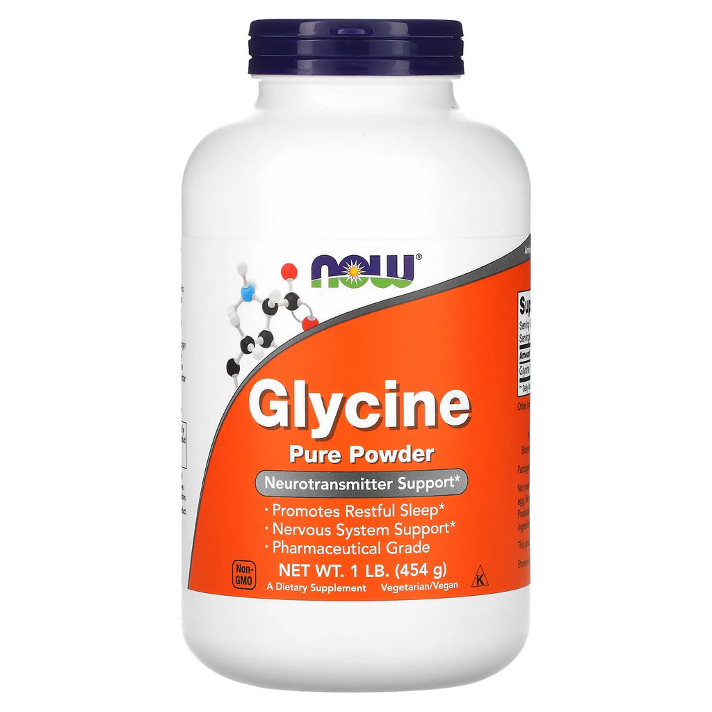 Now Foods Glycine Pure Powder 1 Lb 454 G GMP Quality Assured, Vegan, Vegetarian