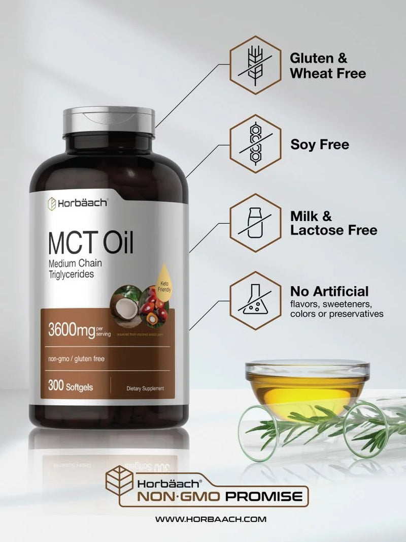 Keto MCT Oil | 3600 Mg | 300 Softgels for Men and Women | by