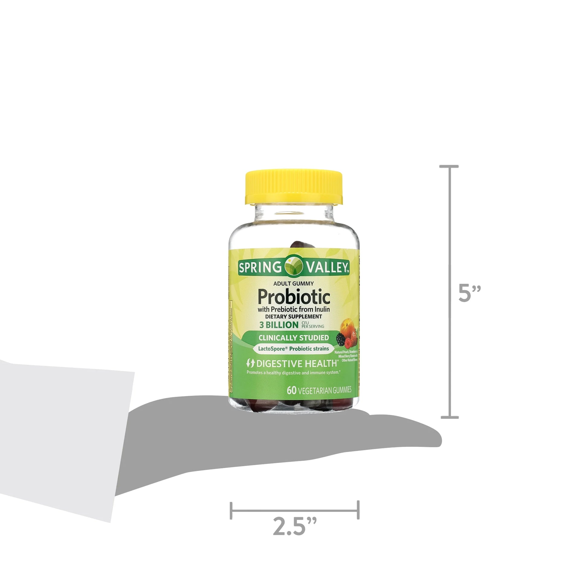 Probiotic with Prebiotic from Inulin Vegetarian Gummies for Digestive Health, Assorted Flavors, 3 Billion CFU, 60 Count