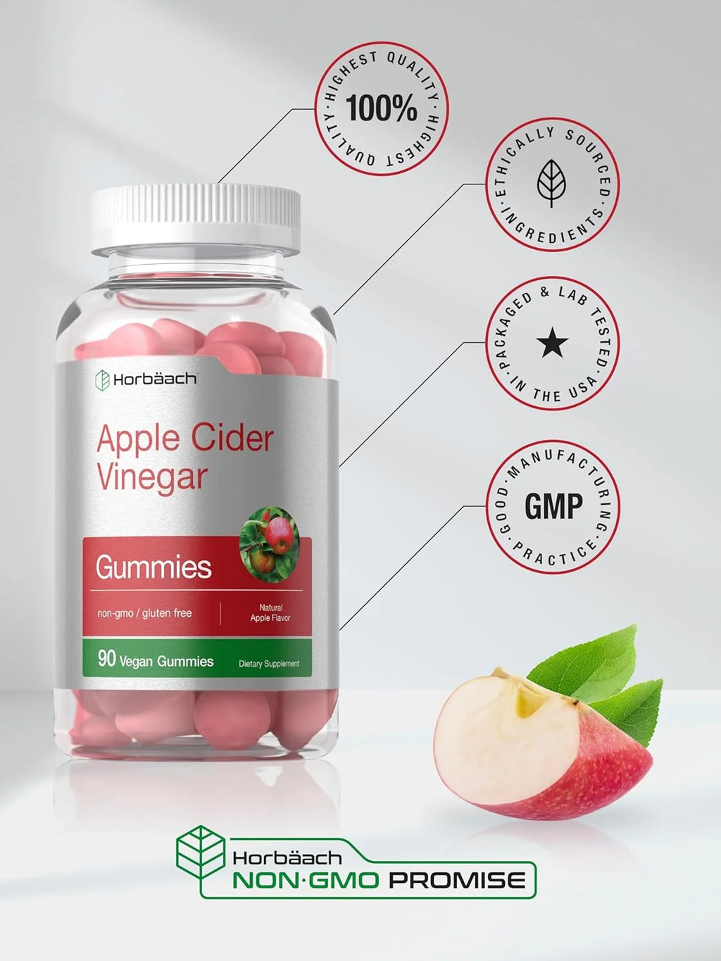 Apple Cider Vinegar 500Mg | 90 Vegan Gummies for Men and Women | by