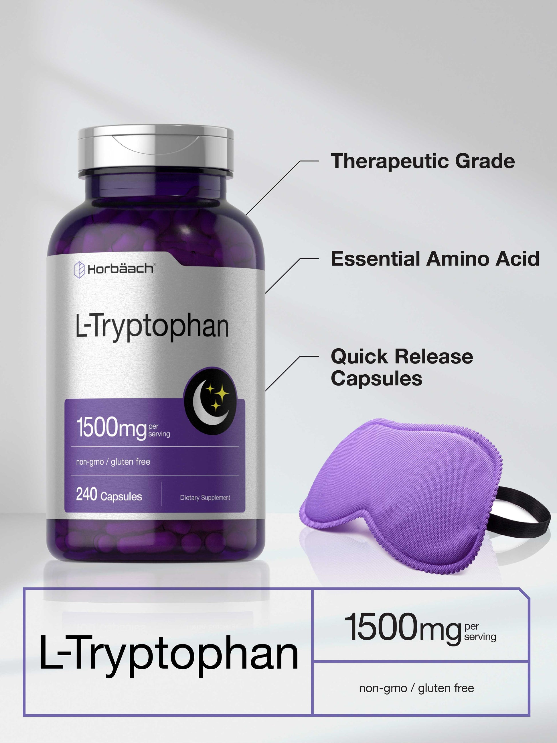 L Tryptophan 1500Mg | 240 Capsules | Extra Strength | by