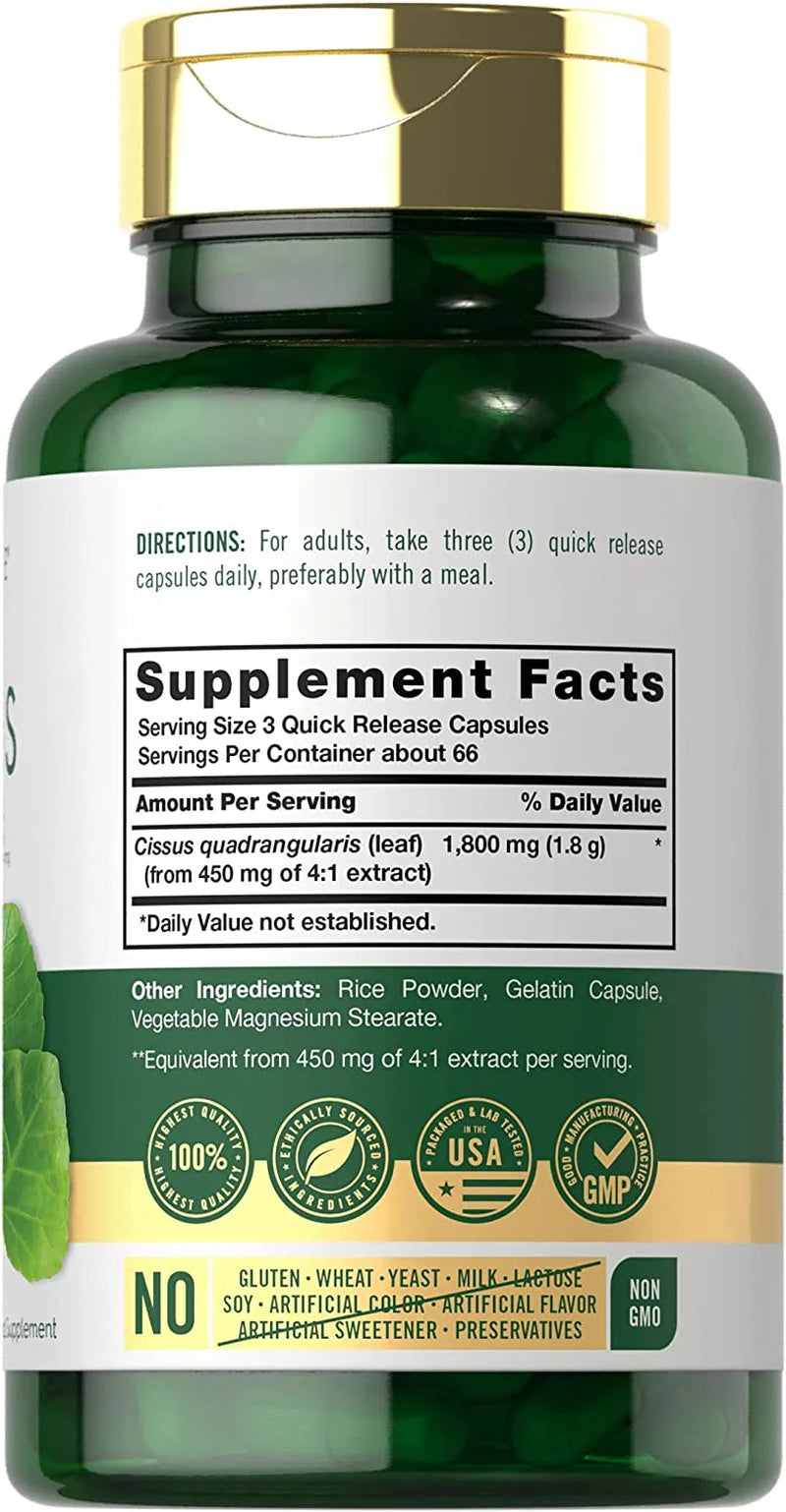 Cissus Quadrangularis Extract | 1800Mg | 200 Capsules for Men and Women | by