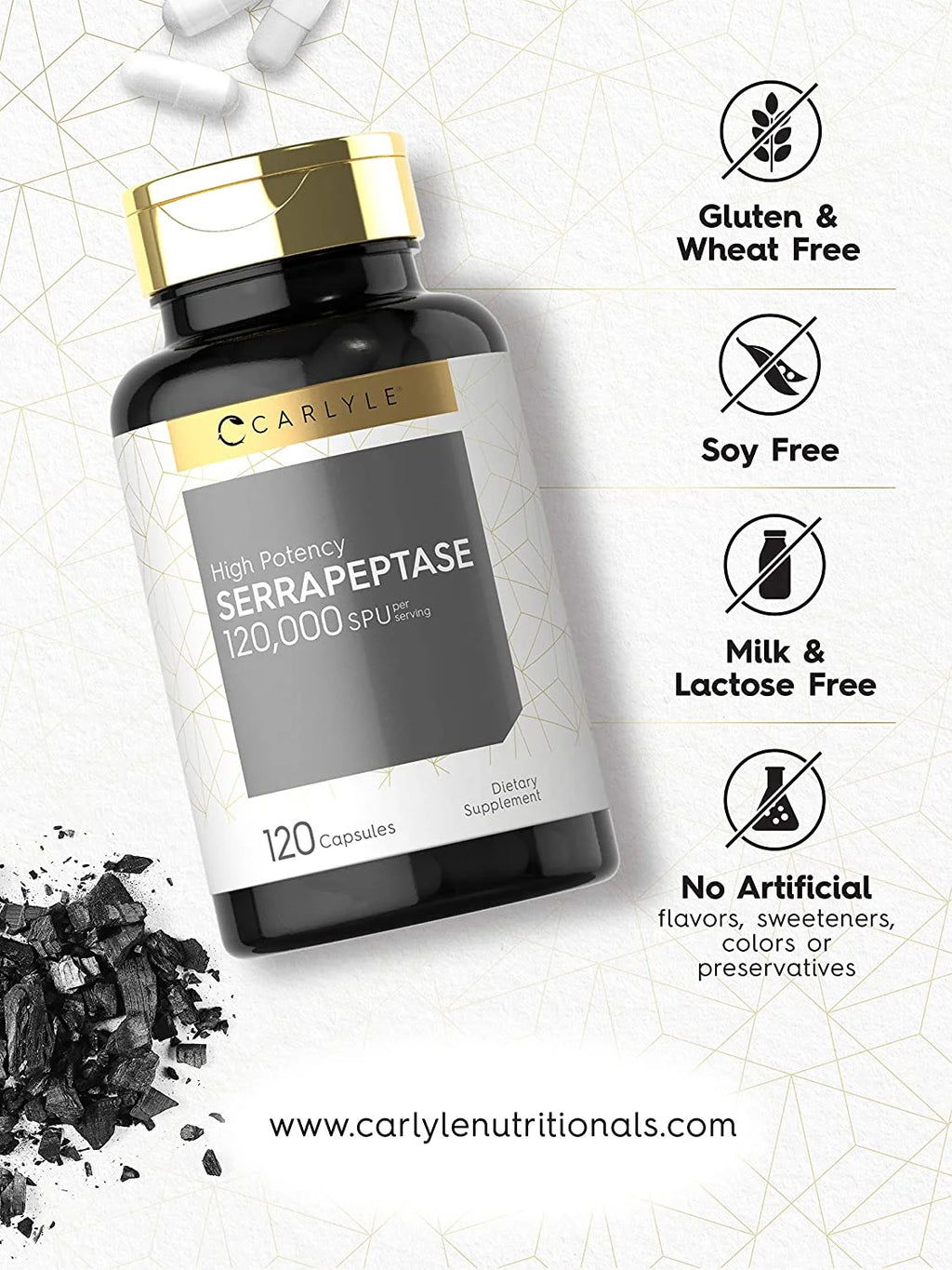 Serrapeptase 120000 SPU | 120 Capsules | Enzyme Supplement | by