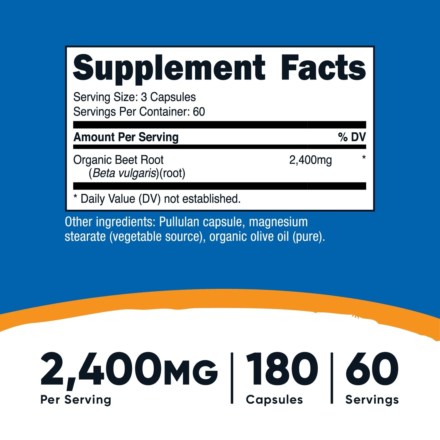 Beet Root 2400Mg, 180 Capsules - Supplement Made with Organic Beet Root, 60 Servings