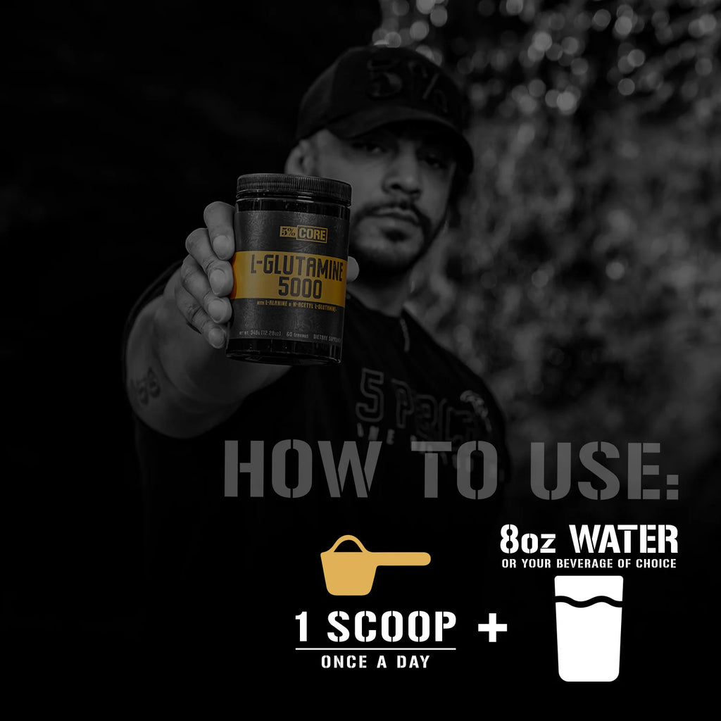 Core L-Glutamine 5000 Supplement W/L-Alanine | Immune & Digestive Support | Amino Acid Muscle Builder Post Workout Recovery | Unflavored (60 Servings)