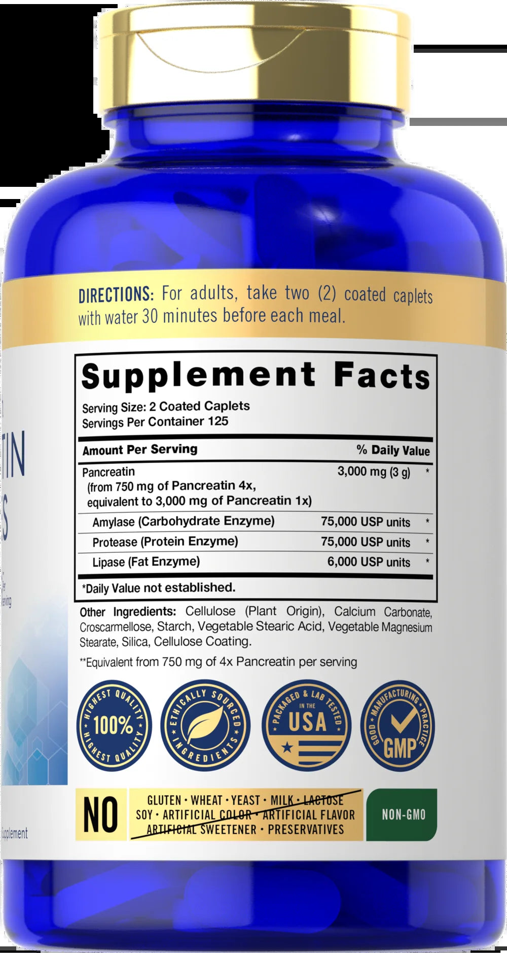 Pancreatin Digestive Enzymes | 3000Mg | 250 Caplets | by