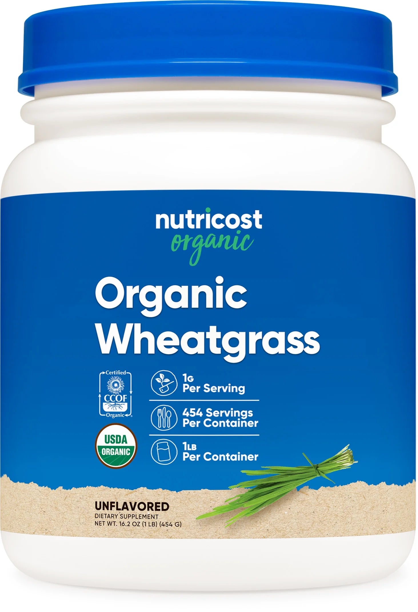 Organic Wheatgrass Powder 1 Lb, Non-Gmo, Gluten Free Supplement