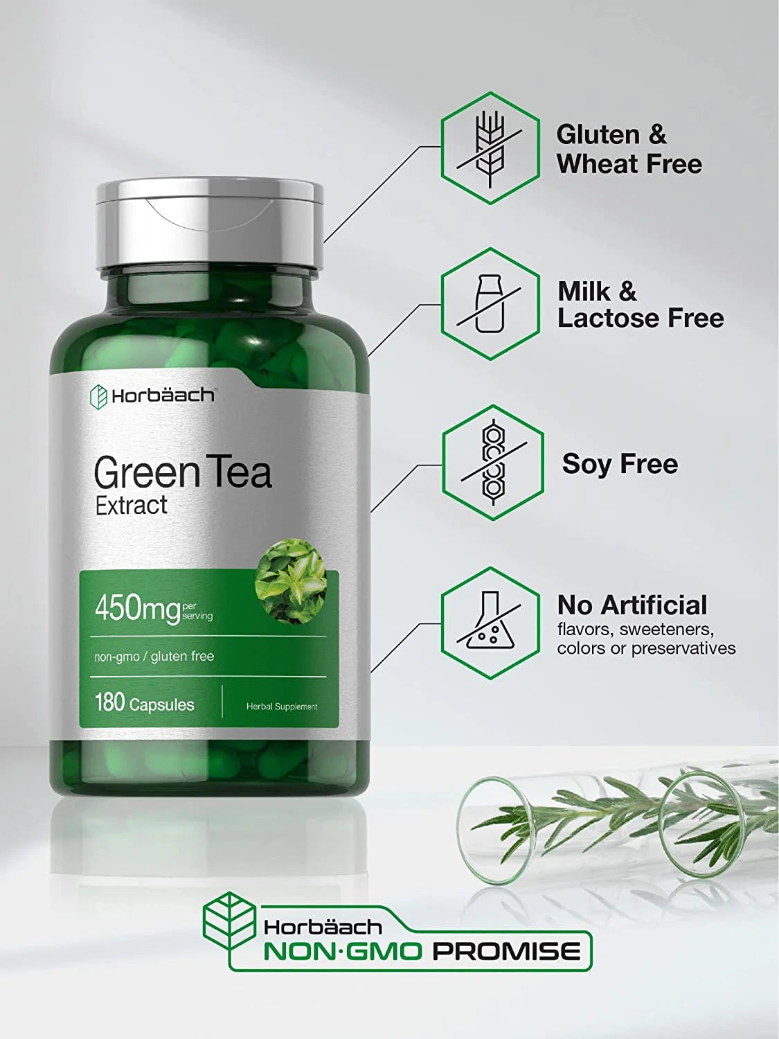 Green Tea Extract Capsules 450Mg | 180 Count | by