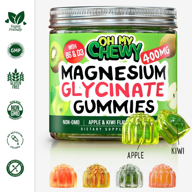 Center-Filled Magnesium Glycinate Gummies 400Mg – High-Absorption for Sleep & Muscle Recovery – Vegan, Pectin-Based, Non-Gmo Healthcare Dietary