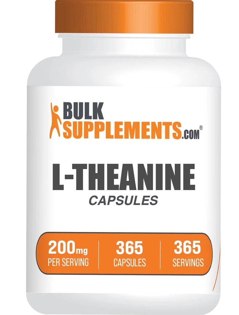 Bulksupplements L-Theanine Capsules - Theanine Supplement, Amino Acid Supplement - 1 Capsule per Serving (200Mg), 365 Count