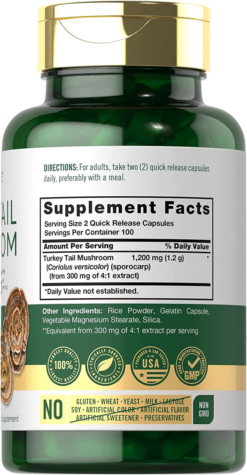 Turkey Tail Mushroom Extract | 1200Mg | 200 Capsules | by