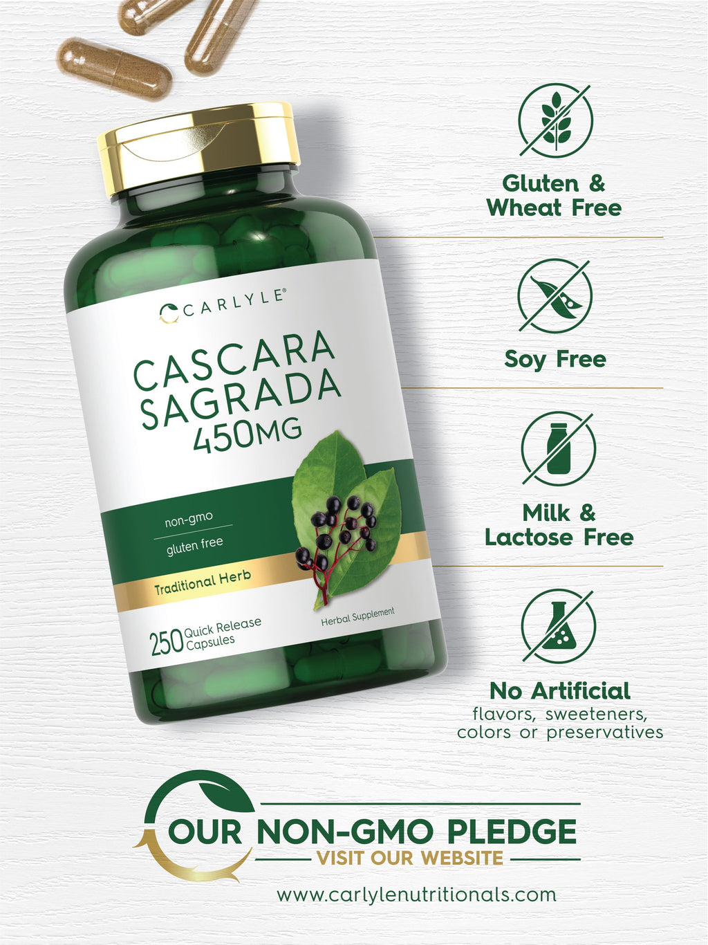 Cascara Sagrada 450 Mg | 250 Capsules | Herbal Supplement | by