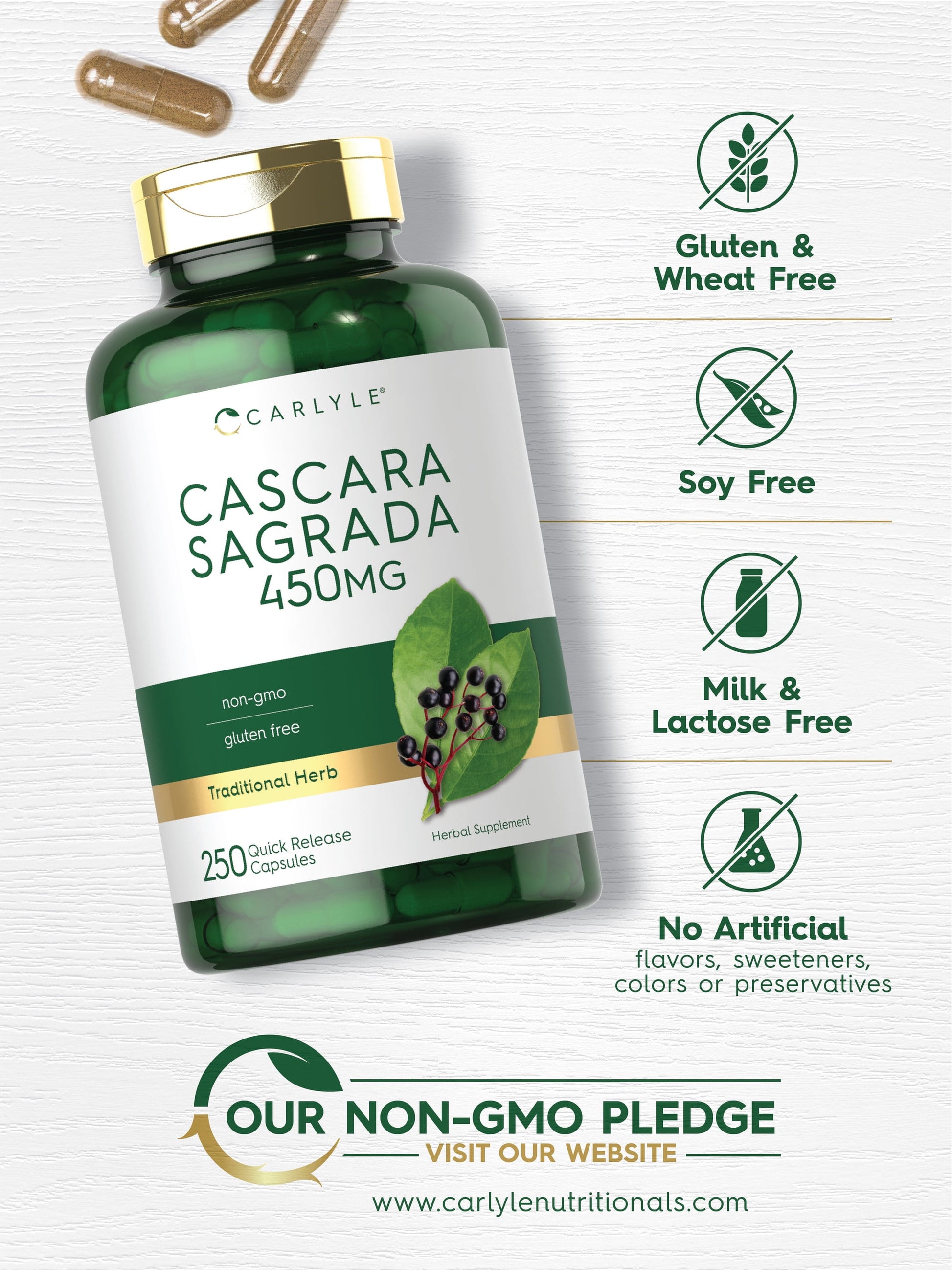 Cascara Sagrada 450 Mg | 250 Capsules | Herbal Supplement | by