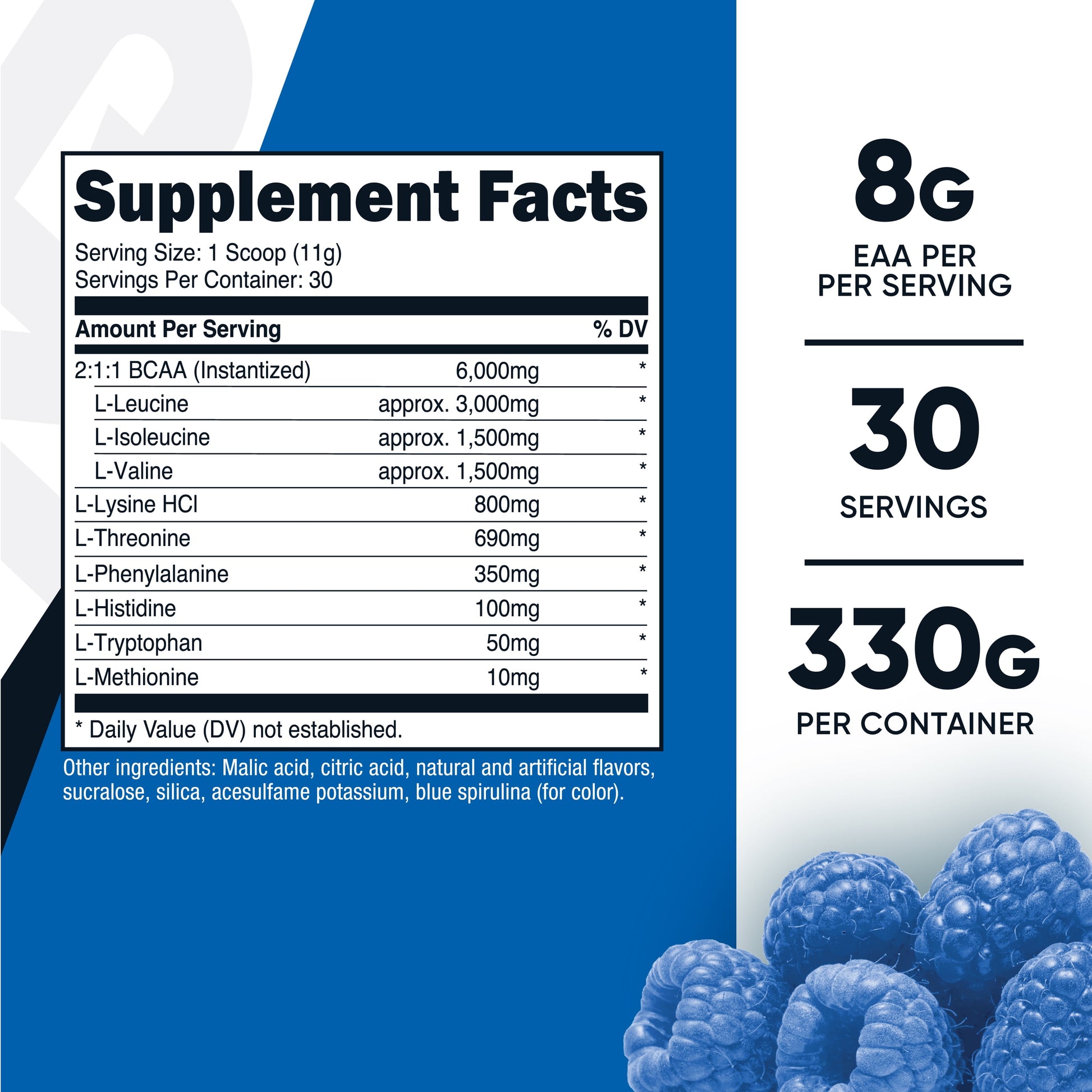 EAA Powder 30 Servings (Blue Raspberry)- Amino Acids Supplement