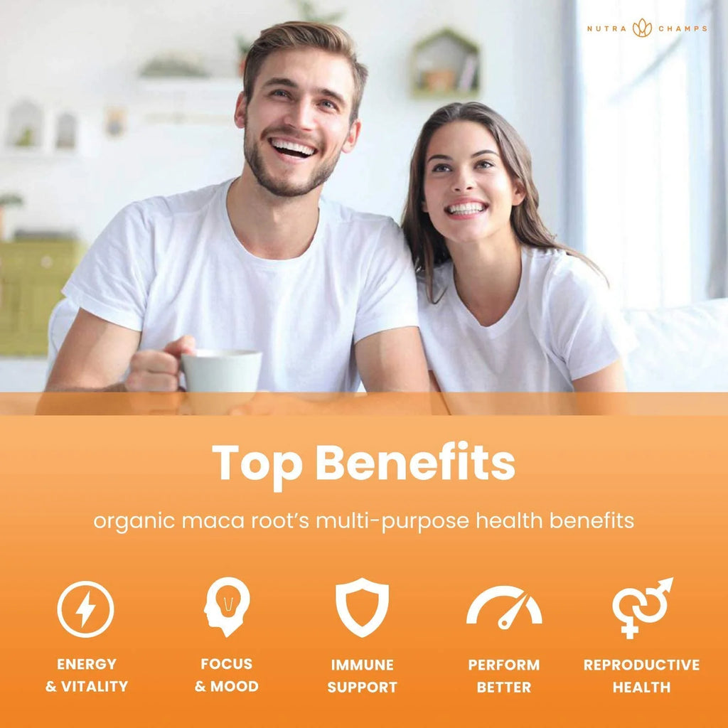 Organic Maca Root Capsules for Women & Men 2100Mg | 180 Vegan Maca Capsules with Black, Red & Yellow Peruvian Maca Root Powder & Black Pepper Extract | Maca Supplement for Improved Energy