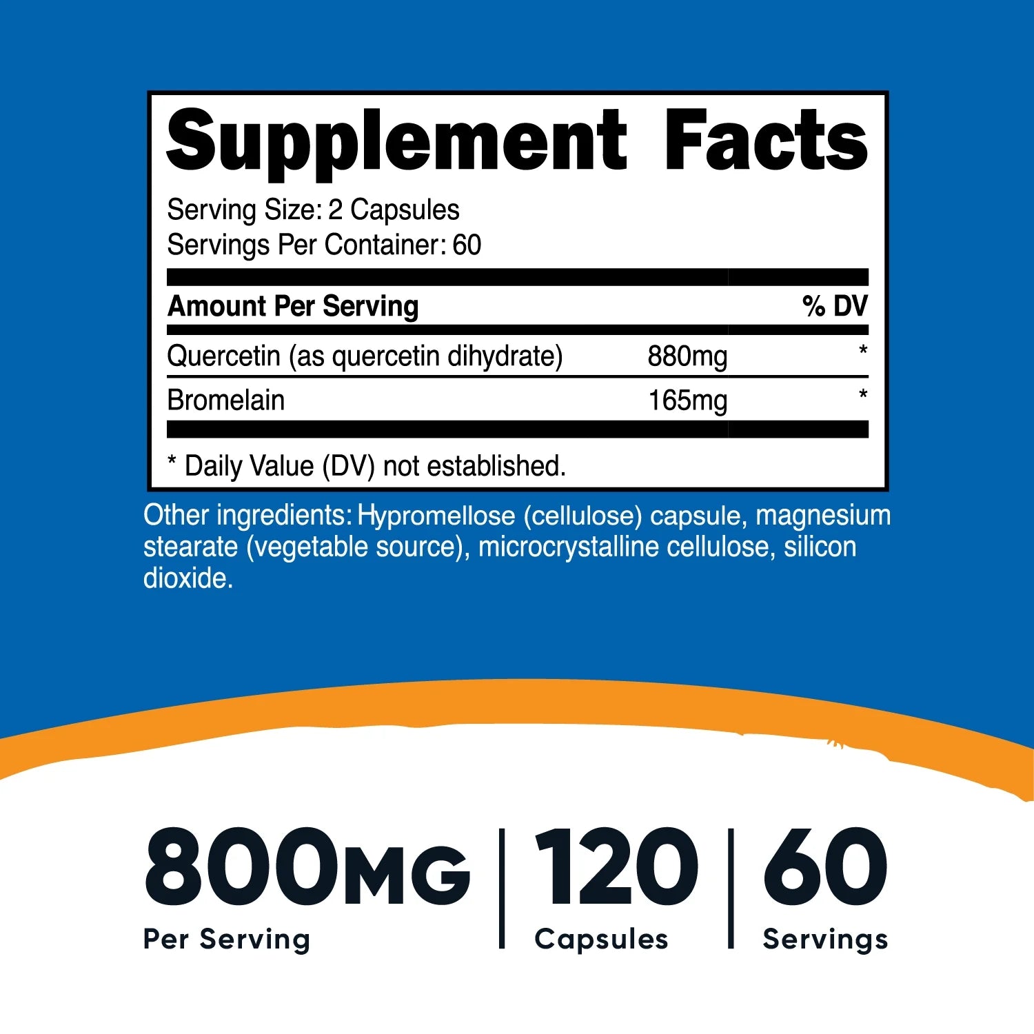 Quercetin with Bromelain Supplement, 880Mg per Serving, 60 Servings, 120 Capsules