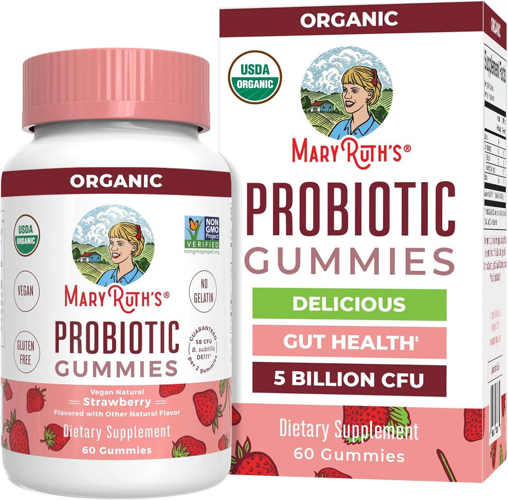 USDA Organic Probiotic Gummies for Digestive Health & Well-Being, 60 Count