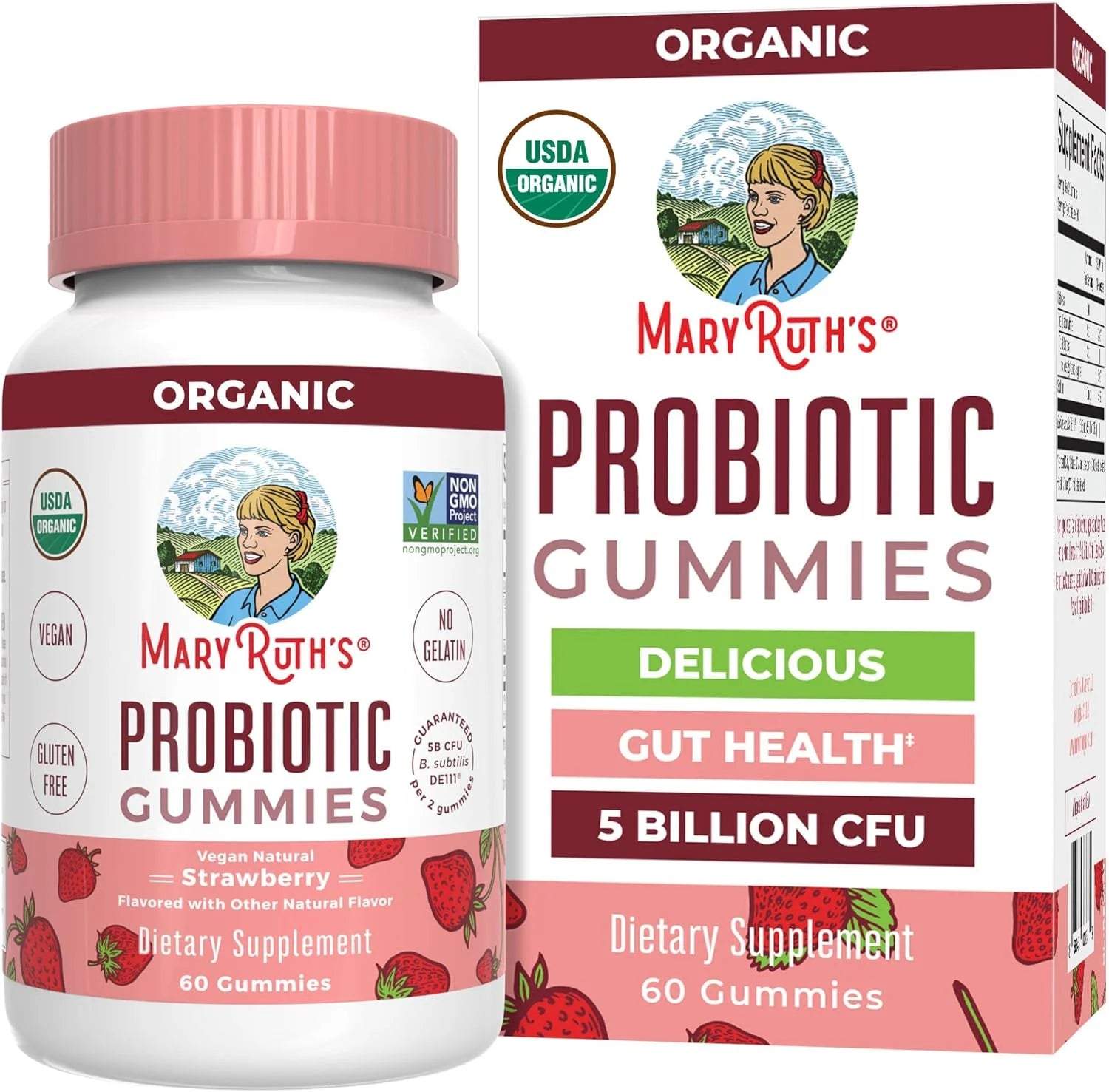 USDA Organic Probiotic Gummies for Digestive Health & Well-Being, 60 Count