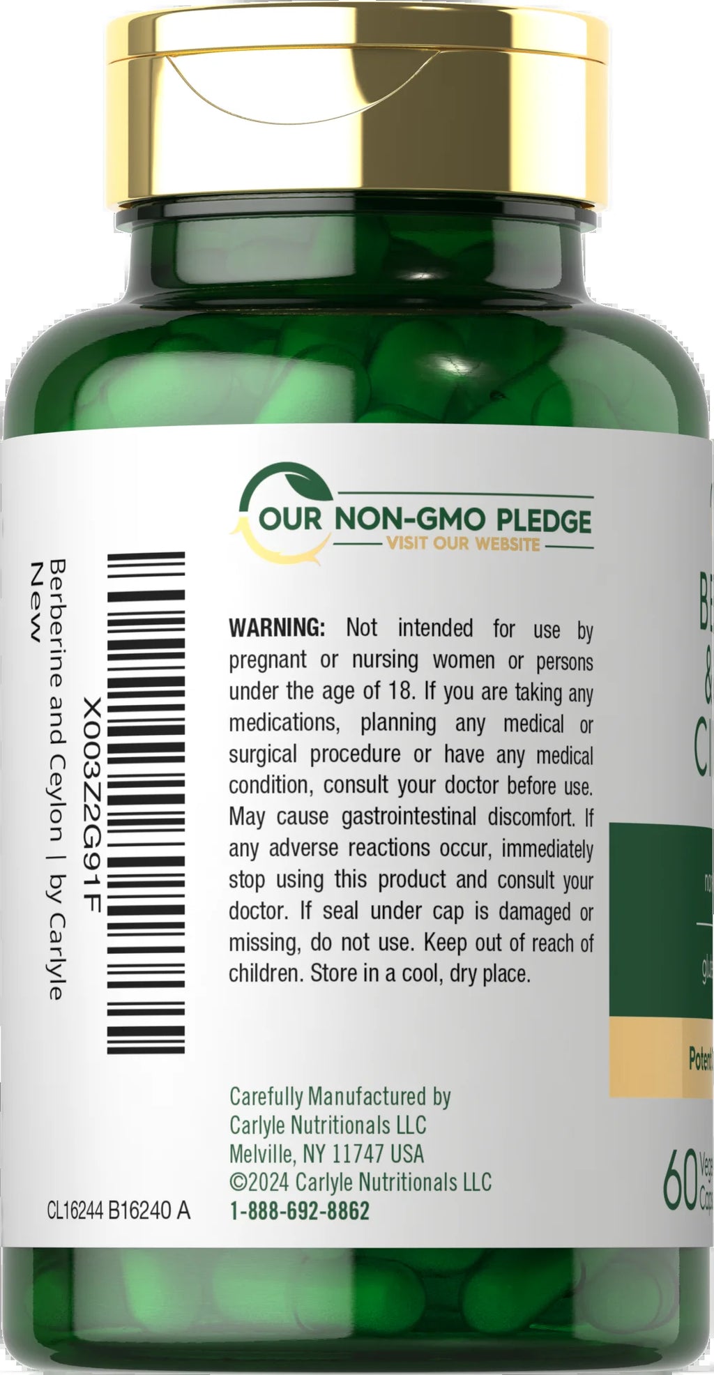 Berberine with Ceylon Cinnamon | 2000Mg Complex | 60 Capsules for Men and Women | by